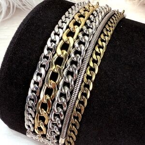 Jenny Bird 5 strand weighted, multi chain cuff bracelet